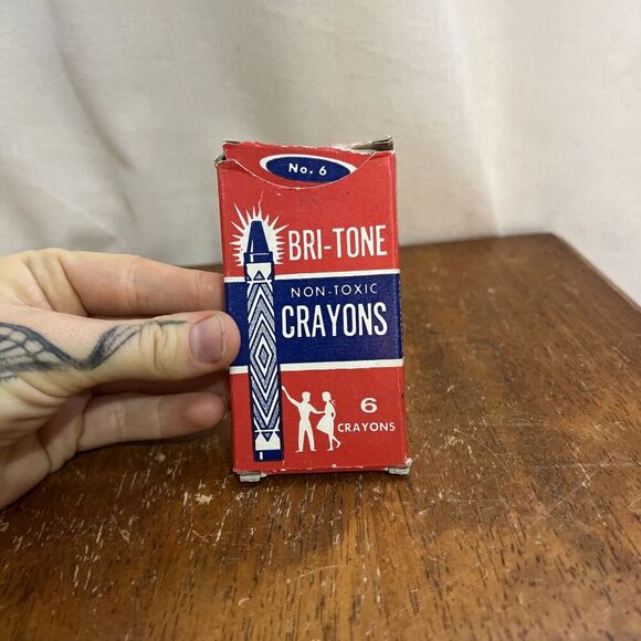 Vintage Imperial Bri-Tone‎ Crayons Original Red Box No. 6 Unused Made In USA - Picture 3 of 7